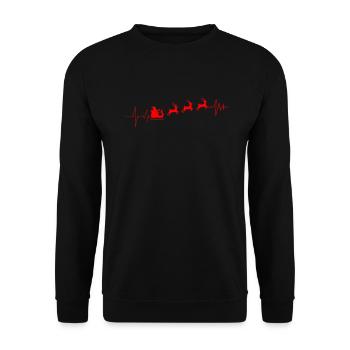 Weihnachten mit Herzschlag Rentier Geschenk - Unisex Pullover - Schwarz - Vorne - Alina (178cm) & Michal (187cm)