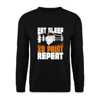 Funny 3-D Printer Print Print Gift - Unisex Sweatshirt - black - Front - Alina (178cm) & Michal (187cm)