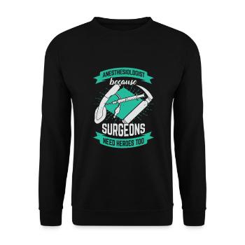 Anästhesist Facharzt Anästhesiologe Geschenk - Unisex Pullover - Schwarz - Vorne - Alina (178cm) & Michal (187cm)
