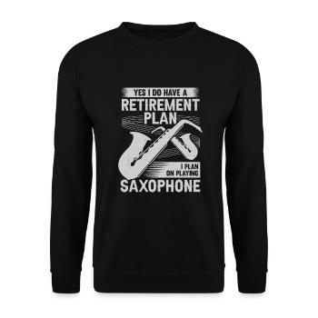 Saxophon Rente Saxophonist Rentner Geschenk - Unisex Pullover - Schwarz - Vorne - Alina (178cm) & Michal (187cm)