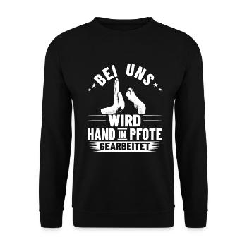 Hundetrainerin Hand Pfote Hundetraining Bekleidung - Unisex Pullover - Schwarz - Vorne - Alina (178cm) & Michal (187cm)