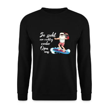 So sieht ein richtig cooler Opa aus - Großvater - Unisex Pullover - Schwarz - Vorne - Alina (178cm) & Michal (187cm)