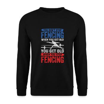 Fechten Sportfechten Alter Mann Fechter Geschenk - Unisex Pullover - Schwarz - Vorne - Alina (178cm) & Michal (187cm)