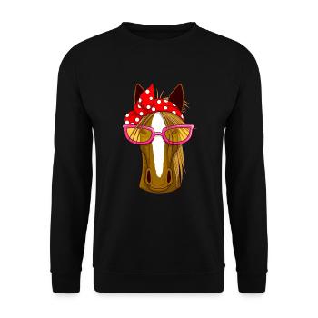 Cheval Foulard Cheval Amour Chevaux Fille - Sweat-shirt Unisexe - noir - Devant - Alina (178cm) & Michal (187cm)