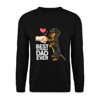 Dackel Papa Dachshund Geschenk - Unisex Pullover - Schwarz - Vorne - Alina (178cm) & Michal (187cm)