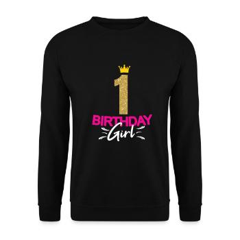 Anniversaire Fille Dames 1 Ans Drôle Dicton - Sweat-shirt Unisexe - noir - Devant - Alina (178cm) & Michal (187cm)