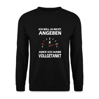 Tanken Benzin Auto Motorrad Tankstelle Diesel - Unisex Pullover - Schwarz - Vorne - Alina (178cm) & Michal (187cm)