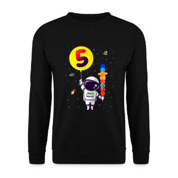 Astronaute pour enfants - Espace 5e anniversaire - Sweat-shirt Unisexe - noir - Devant - Alina (178cm) & Michal (187cm)