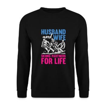 Skier Marriage Married Couple Husband Woman Gift - Unisex Sweatshirt - black - Front - Alina (178cm) & Michal (187cm)