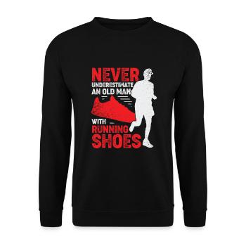 Marathon Old Man Jogging Grand-père Coureur Cadeau - Sweat-shirt Unisexe - noir - Devant - Alina (178cm) & Michal (187cm)