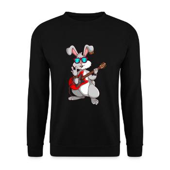 Hase Rockmusiker Ostern - Unisex Pullover - Schwarz - Vorne - Alina (178cm) & Michal (187cm)
