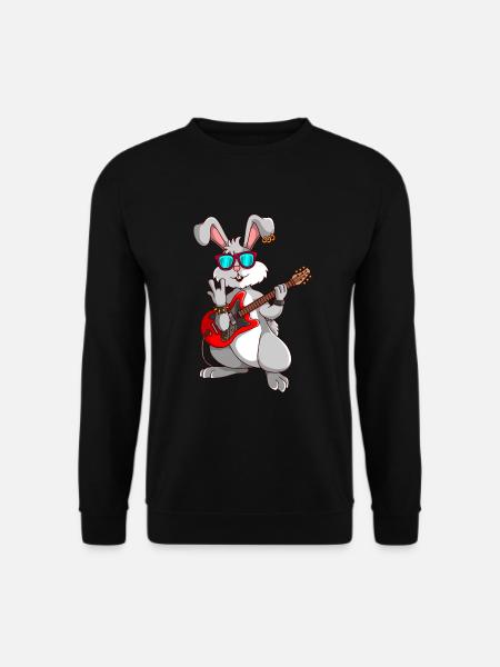 Hase Rockmusiker Ostern - Unisex Pullover - Schwarz