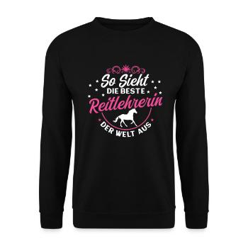 reitlehrerin Geschenk - Unisex Pullover - Schwarz - Vorne - Alina (178cm) & Michal (187cm)