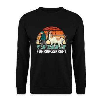 Alpaka Führungskraft alpaka Zoo Geschenk - Unisex Pullover - Schwarz - Vorne - Alina (178cm) & Michal (187cm)