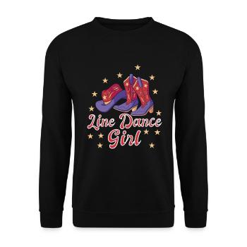 Line dance girl Line Dance Geschenk - Unisex Pullover - Schwarz - Vorne - Alina (178cm) & Michal (187cm)
