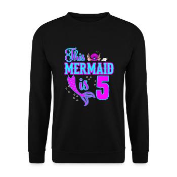 Meerjungfrau 5 Jahre 5. Geburtstag Mädchen - Unisex Pullover - Schwarz - Vorne - Alina (178cm) & Michal (187cm)