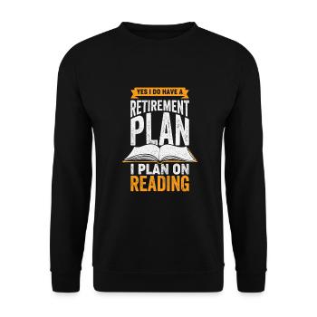 Read Books Pension Book Reader Pensioner Gift - Unisex Sweatshirt - black - Front - Alina (178cm) & Michal (187cm)