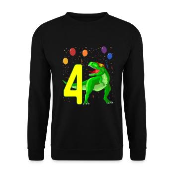 4th birthday dinosaur 4 years old - Unisex Sweatshirt - black - Front - Alina (178cm) & Michal (187cm)