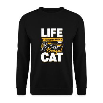 Bengal Cat Leopard Cat Gift - Unisex Sweatshirt - black - Front - Alina (178cm) & Michal (187cm)