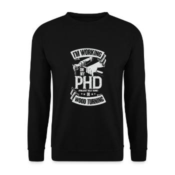 Turning Wood Wood Turning Bench Turner Gift - Unisex Sweatshirt - black - Front - Alina (178cm) & Michal (187cm)