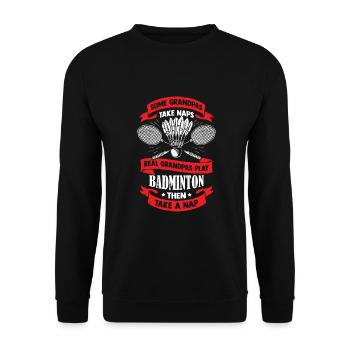 Funny Badminton Grandpa Grandfather Gift - Unisex Sweatshirt - black - Front - Alina (178cm) & Michal (187cm)