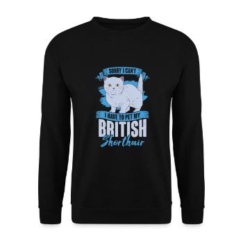 British Blue Cat Pet Cat Propriétaire Cadeau - Sweat-shirt Unisexe - noir - Devant - Alina (178cm) & Michal (187cm)