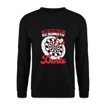 Dart Dartspielerin Oma Darts Großmutter Geschenk - Unisex Pullover - Schwarz - Vorne - Alina (178cm) & Michal (187cm)