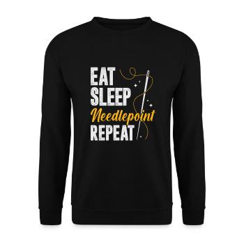 Needlepoint Embroidery Embroidery Stickerin Gift - Unisex Sweatshirt - black - Front - Alina (178cm) & Michal (187cm)
