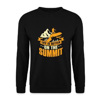 Summit Mountain Ascent Mountaineer Gift - Unisex Sweatshirt - black - Front - Alina (178cm) & Michal (187cm)