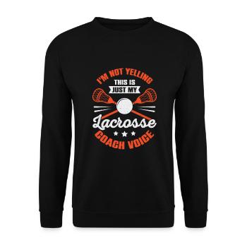 Lustiges Lacrosse Trainer Geschenk - Unisex Pullover - Schwarz - Vorne - Alina (178cm) & Michal (187cm)