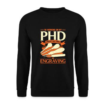 Gravur Gravieren Handgravur Graveur Geschenk - Unisex Pullover - Schwarz - Vorne - Alina (178cm) & Michal (187cm)