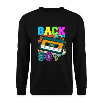 Back in the 80s - 80er Kostüm 80's Mottoparty - Unisex Pullover - Schwarz - Vorne - Alina (178cm) & Michal (187cm)