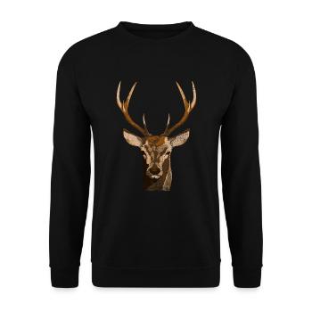 Hunters Cadeaux Vêtements de chasse Roe Deer Antler - Sweat-shirt Unisexe - noir - Devant - Alina (178cm) & Michal (187cm)