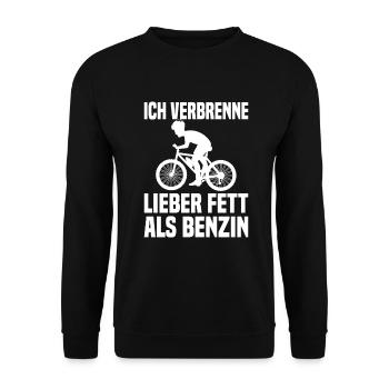 Ich Verbrenne Lieber Fett Als Benzin Radfahrer - Unisex Pullover - Schwarz - Vorne - Alina (178cm) & Michal (187cm)