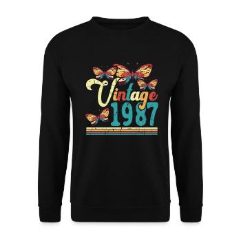 millésime 1987 papillon 35ème anniversaire - Sweat-shirt Unisexe - noir - Devant - Alina (178cm) & Michal (187cm)