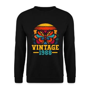 vintage 1988 butterfly 34th birthday - Unisex Sweatshirt - black - Front - Alina (178cm) & Michal (187cm)