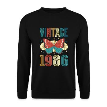vintage 1986 butterfly 36th birthday - Unisex Sweatshirt - black - Front - Alina (178cm) & Michal (187cm)