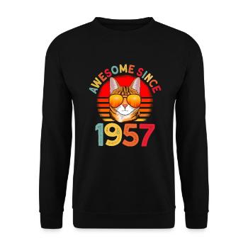 Génial depuis 1957 Cat 65th Birthday Gift - Sweat-shirt Unisexe - noir - Devant - Alina (178cm) & Michal (187cm)