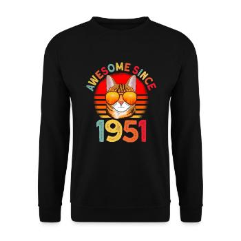 Awesome since 1951 Cat 71st Birthday Gift - Unisex Sweatshirt - black - Front - Alina (178cm) & Michal (187cm)