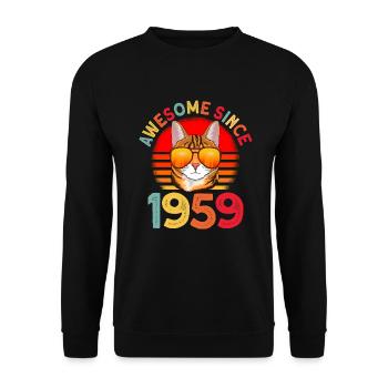 Awesome since 1951 Cat 71st Birthday Gift - Unisex Sweatshirt - black - Front - Alina (178cm) & Michal (187cm)
