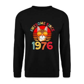 Awesome since 1976 Katze 46. Geburtstag Geschenk - Unisex Pullover - Schwarz - Vorne - Alina (178cm) & Michal (187cm)