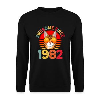 Génial depuis 1982 Cat 40th Birthday Gift - Sweat-shirt Unisexe - noir - Devant - Alina (178cm) & Michal (187cm)