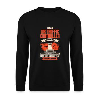 Funny Air Traffic Controller Job Air Traffic Controller Gift - Unisex Sweatshirt - black - Front - Alina (178cm) & Michal (187cm)