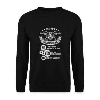 Motorradfahrer Ehefrau Frau Geschenk - Unisex Pullover - Schwarz - Vorne - Alina (178cm) & Michal (187cm)