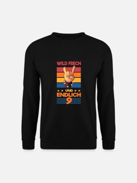 Wild Frech endlich 9 Rockmusik 9. Geburtstag - Unisex Pullover - Schwarz