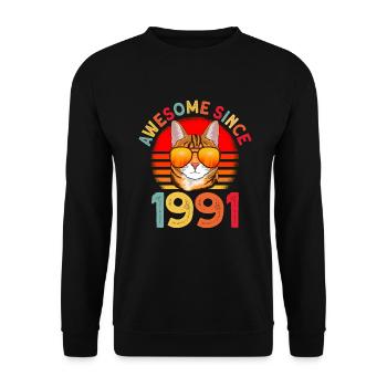 Génial depuis 1991 Cat 31st Birthday Gift - Sweat-shirt Unisexe - noir - Devant - Alina (178cm) & Michal (187cm)