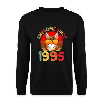 Awesome since 1995 Cat 27th Birthday Gift - Unisex Sweatshirt - black - Front - Alina (178cm) & Michal (187cm)