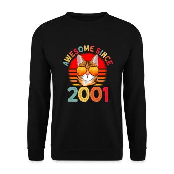 Awesome since 2000 Katze 21. Geburtstag Geschenk - Unisex Pullover - Schwarz - Vorne - Alina (178cm) & Michal (187cm)