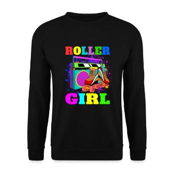 Roller Skates Gift Retro Roller Skate Girl - Unisex Sweatshirt - black - Front - Alina (178cm) & Michal (187cm)