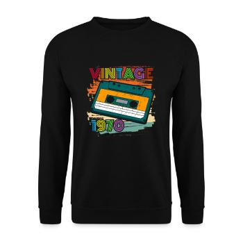 vintage 1970 Kassette 70er 52. Geburtstag - Unisex Pullover - Schwarz - Vorne - Alina (178cm) & Michal (187cm)